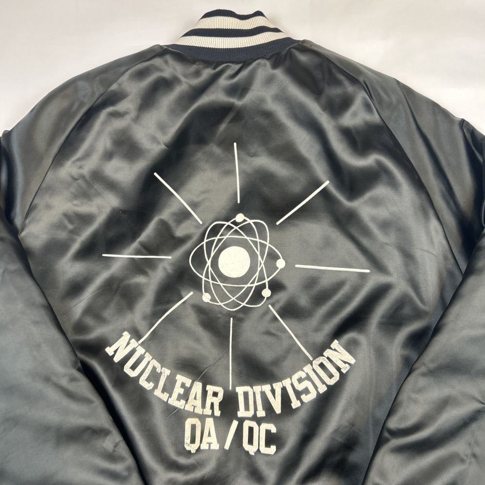 Vintage Don Alleson Bomber Jacket Mens Sz L Black Nuclear Division QA/QC Russ